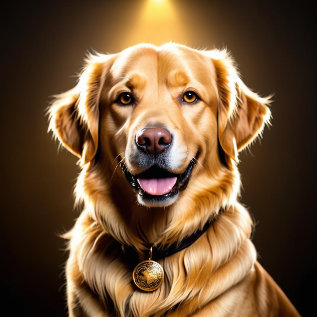 Stunning Tattooed Golden Retriever Portrait