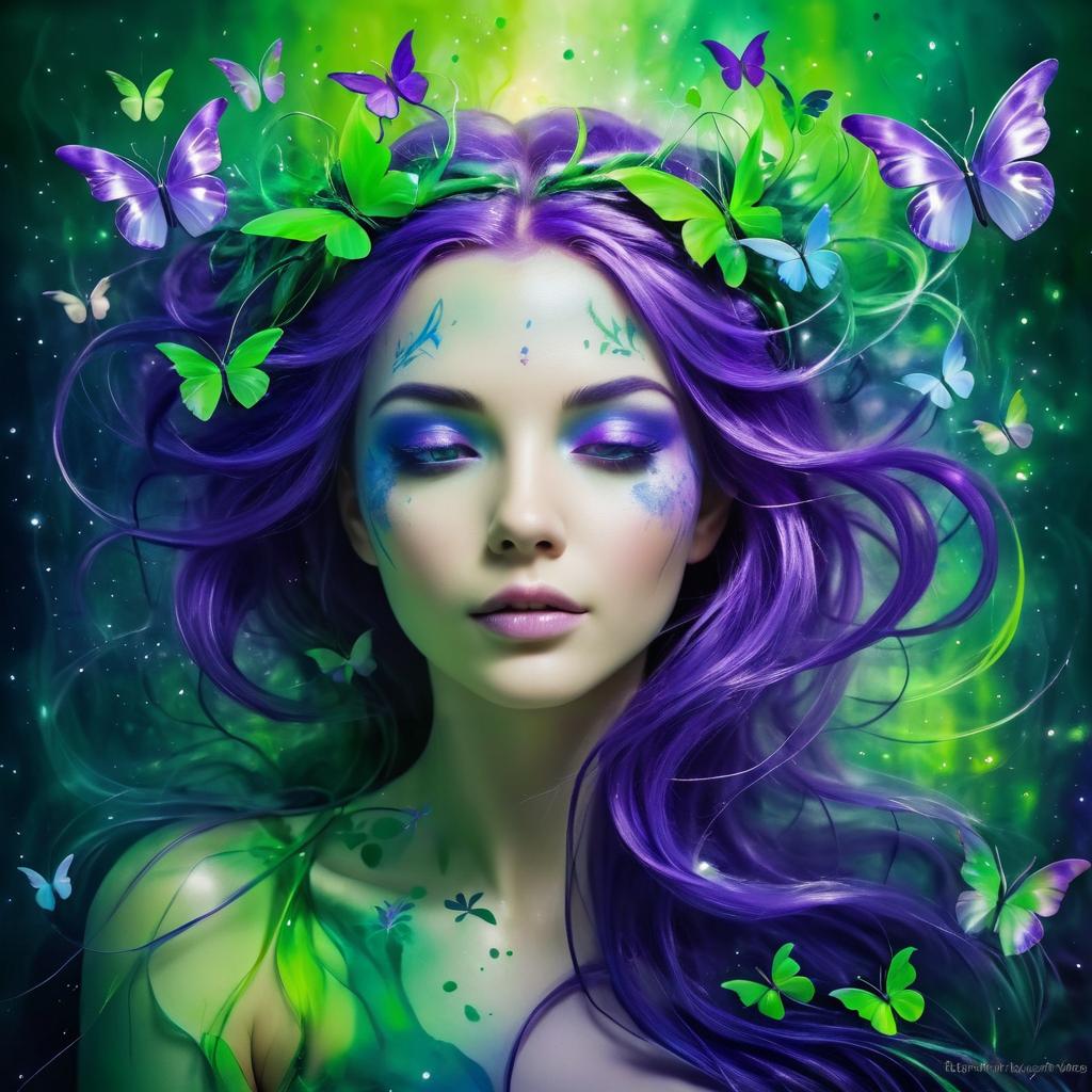 Ethereal Fantasy Portrait with Butterflies