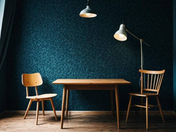 Cozy Room with Table and Lamp Wallpaper