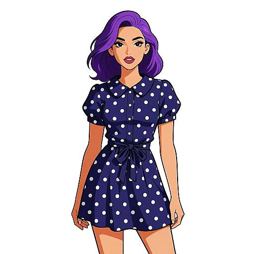 Retro Polka Dot Dress Woman Portrait