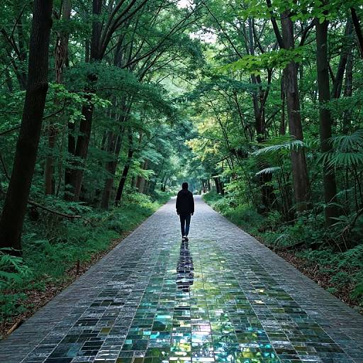 Solitary Figure in Dreamlike Forest