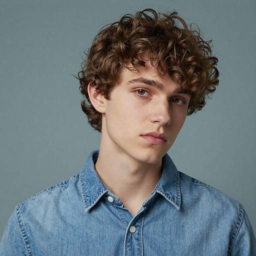 Portrait of Young Man in Denim Shirt