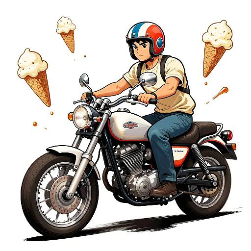 Retro Ice Cream Motorcycle Rider