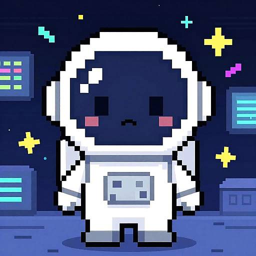 Chibi Pixel Astronaut with Retro Vibes