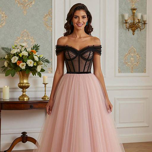 Elegant Woman in Winter Ball Gown