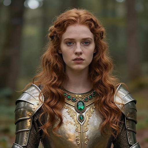 Medieval Woman in Ornate Armor