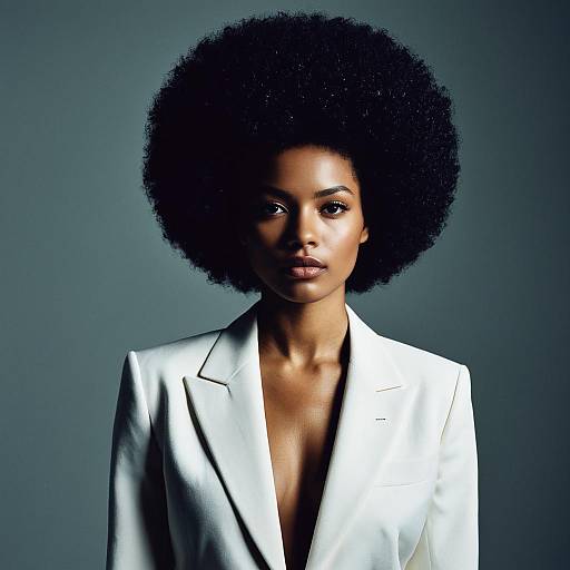 Glossy Fashion Editorial: Blowout Afro Blazer