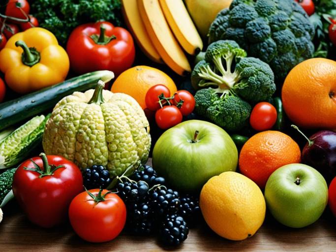 Colorful Fresh Fruits and Vegetables