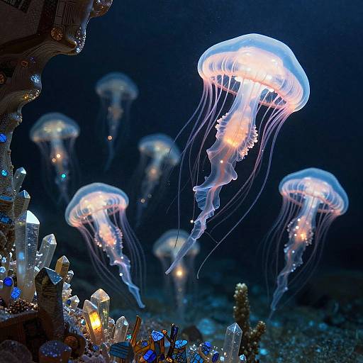 Bioluminescent Jellyfish Choir Cavern