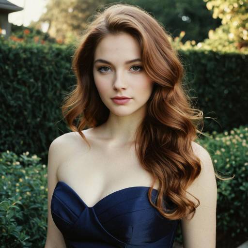 Portrait of Woman in Navy Evening Dress