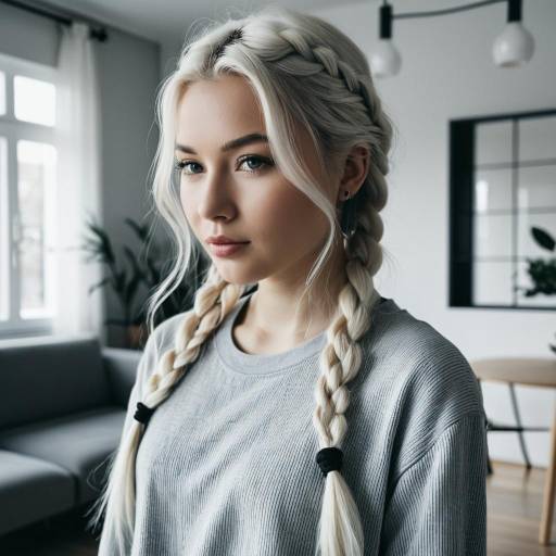 Young Scandinavian Woman with Platinum Braided Hair