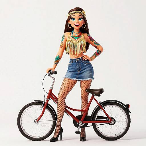 Tattooed Flapper with Vintage Bike