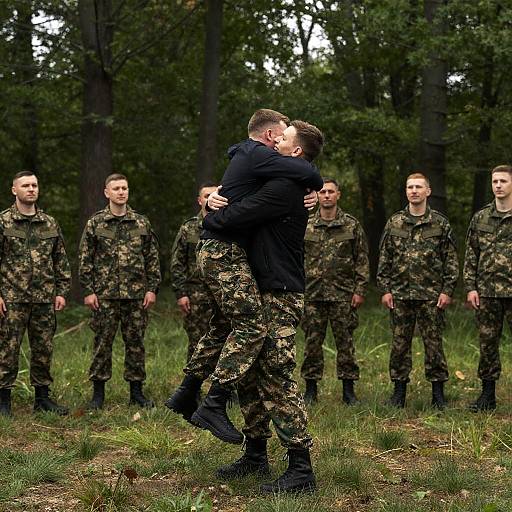 Emotional Embrace in a Forest Setting