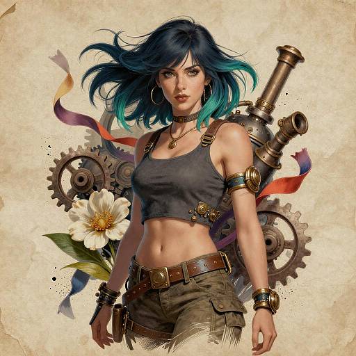 Intricate Diesel Punk Woman Portrait