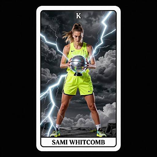 Basketball Tarot Card with Neon Lightning