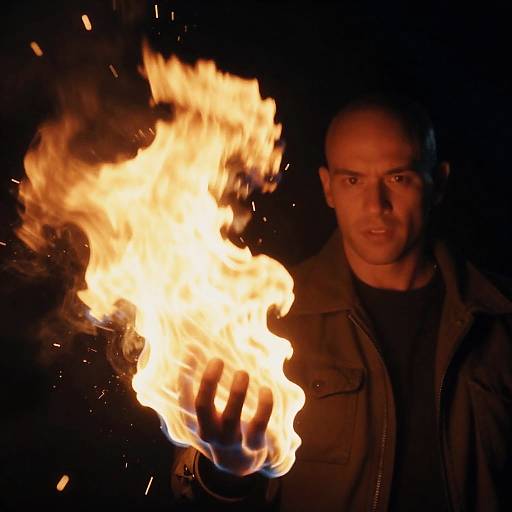Bald Man with Fiery Powers