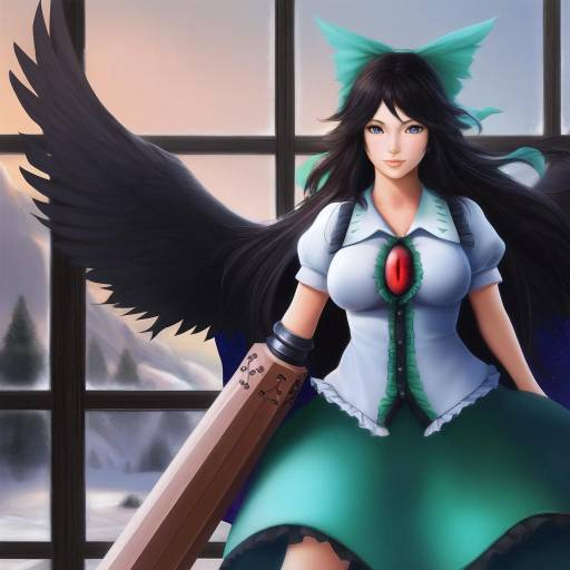 Anime Girl with Black Wings and Arm Cannon