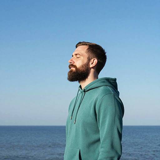 Serene Bearded Man by Sea