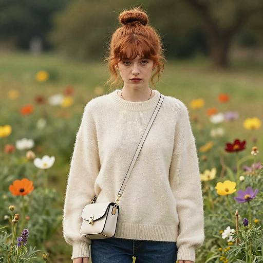 Auburn Girl in Floral Field