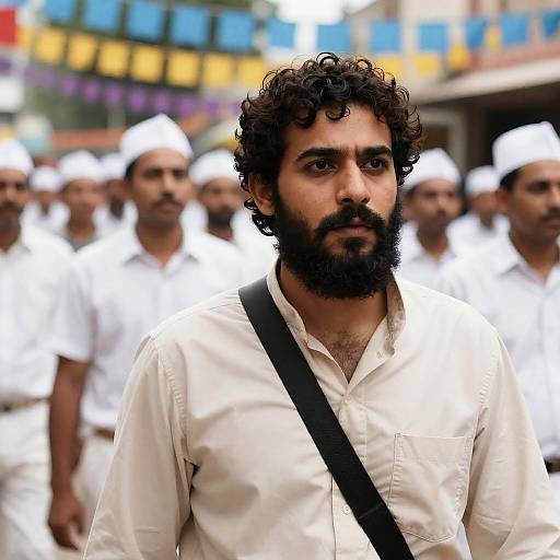 Bearded Leader Amidst Colorful Festivities