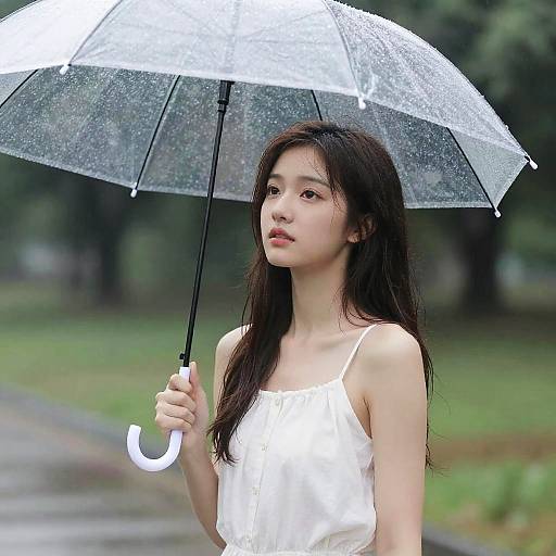 Ultrarealistic Girl with Transparent Umbrella