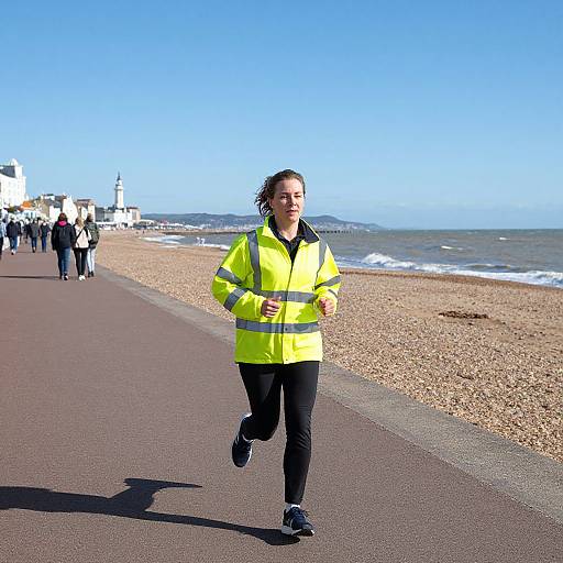Woman Running Along Bournemouth Seafront