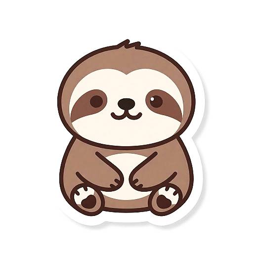 Kawaii Sloth Cartoon Sticker