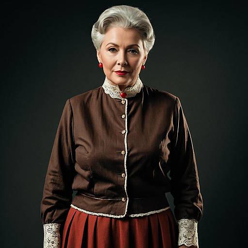 Elderly Woman in Vintage Mid-Century Outfit