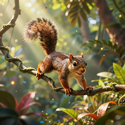 Energetic Squirrel in Tropical Jungle