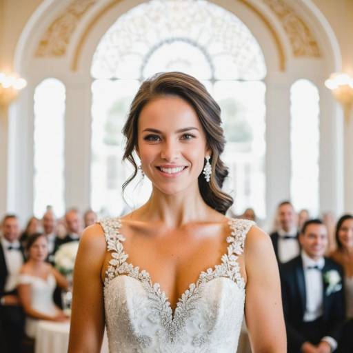 Portrait of a Smiling Bride in Elegant Wedding Dress
