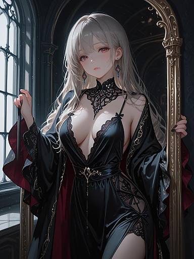 Elegant Woman in Velvet Chemise