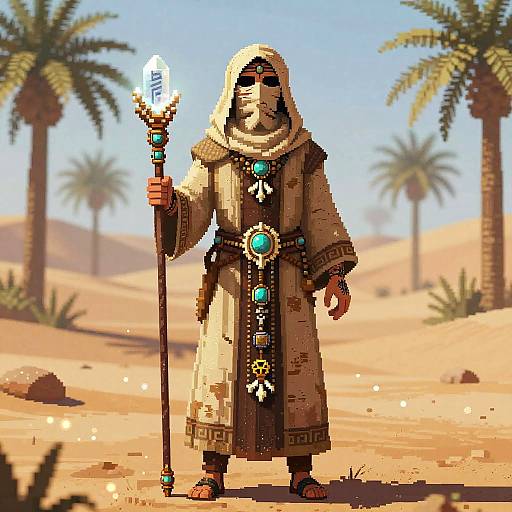 Pixel Art Desert Nomad Mystic