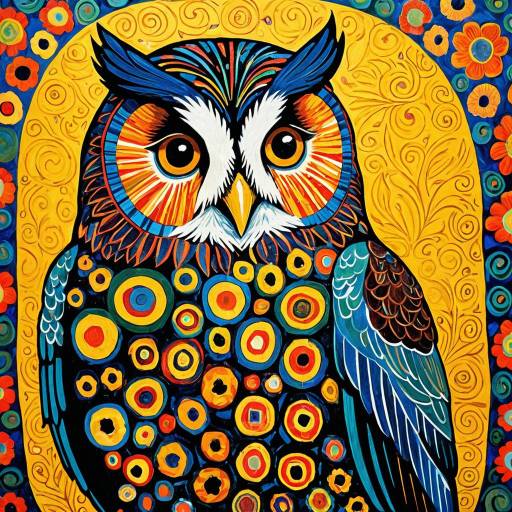 Whimsical Baby Owl in Fauvist Style Whimsical Baby Owl in Fauvist Style