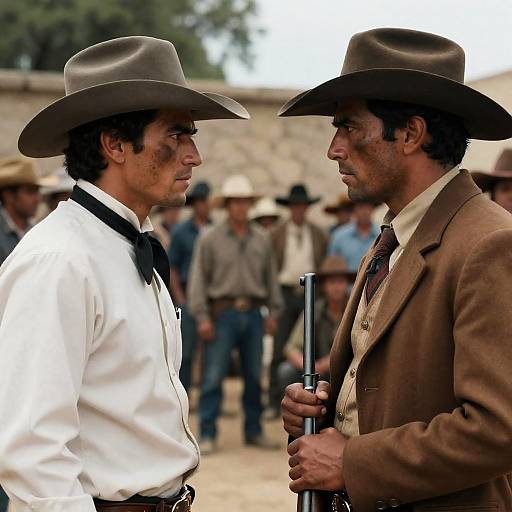 Intense Cowboy Standoff in the Crowd