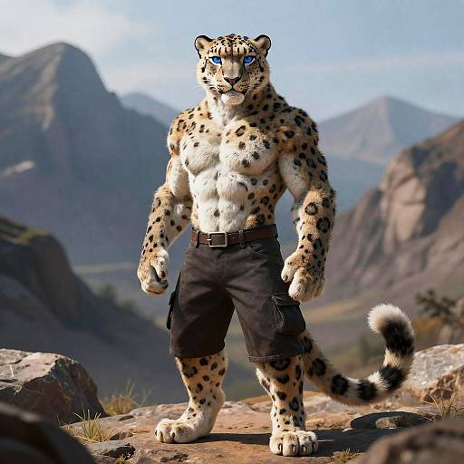 Muscular Anthro Snow Leopard Male