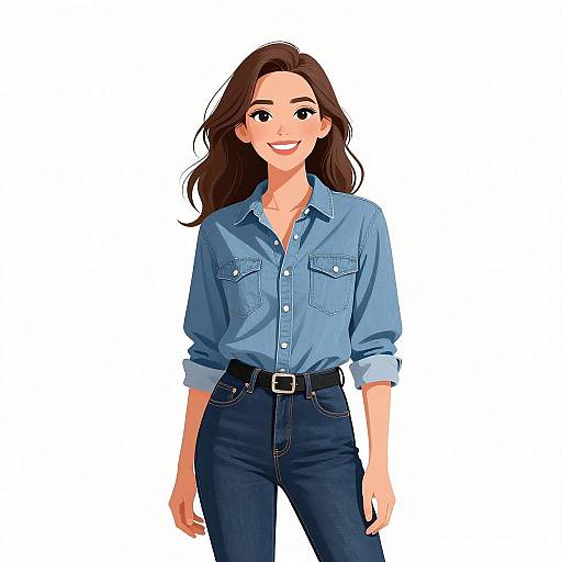 Smiling Woman in Denim on Denim Outfit