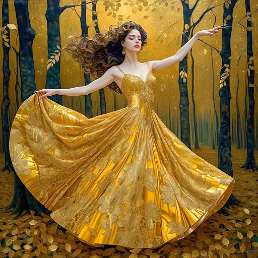 Golden Gown Dance in Enchanted Woods