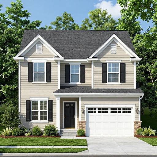 Traditional Two-Story Symmetrical House Exterior