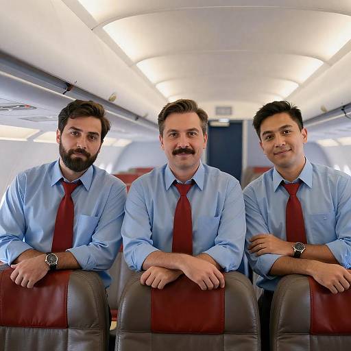 Stylish Men in Airplane Cabin Portrait