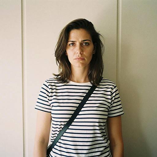 Serious Woman with Striped Shirt