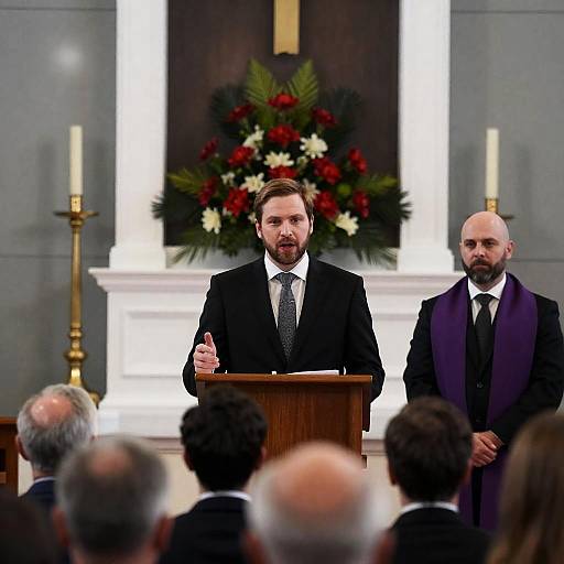 Two Men Speaking in a Church Setting