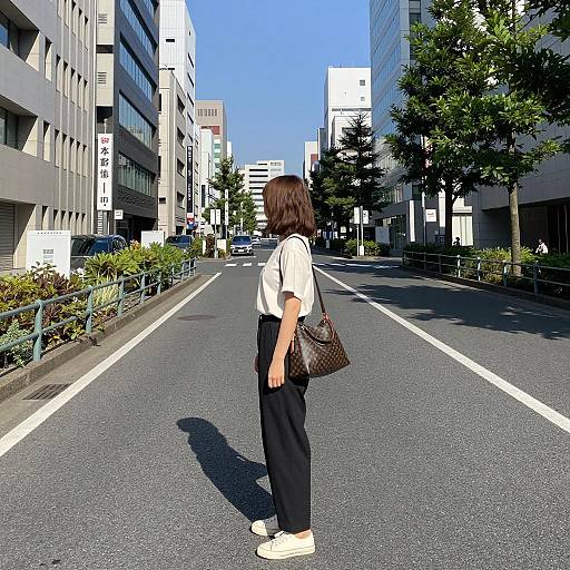 Solo Girl in Scenic Tokyo Setting