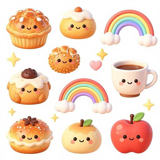 Whimsical Kawaii Sticker Collection