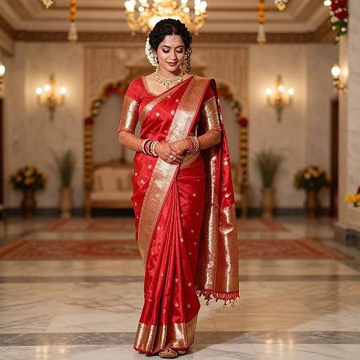 Indian Bride in Red Silk Saree