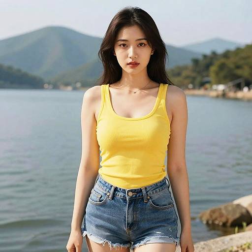 Voluptuous Woman by Lake in JC Staff Style