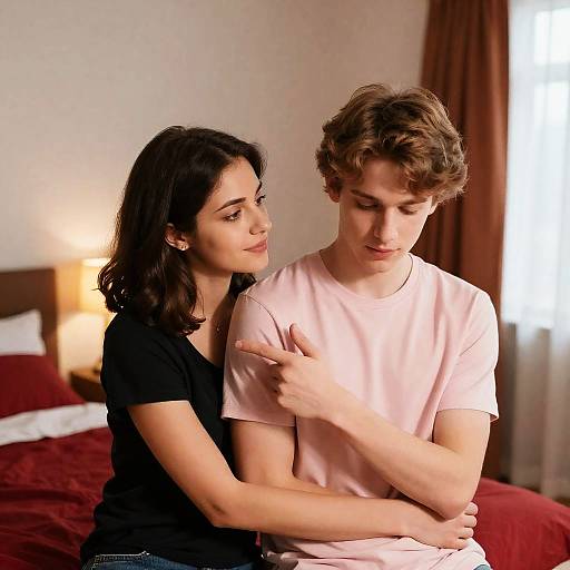 Couple Embracing in Bedroom