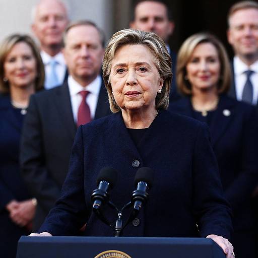 Female Politician Speaking at Podium