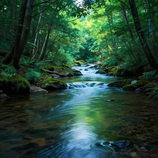 Surreal Neon Forest Stream Art