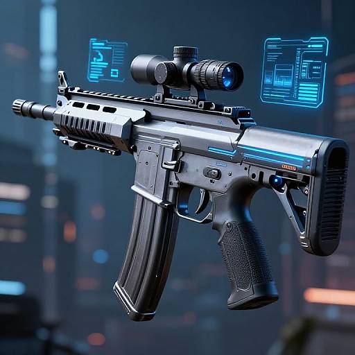 Futuristic Cyberpunk Assault Rifle Design