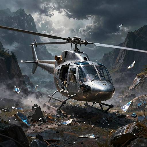 Epic Fantasy Broken Helicopter Scene